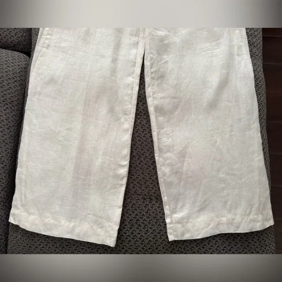 Velvet by Graham & Spencer Lola Linen Pant in Chalk White Small Relaxed Fit Crop - Picture 8 of 16
